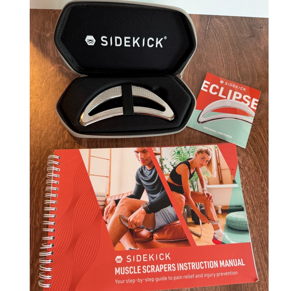 Sidekick Eclipse Stainless Steel Muscle Scraper Gua Sha Tool Case and Manual